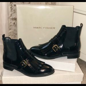 Marc Fisher Brigita 2 black patent ankle boot sz9
